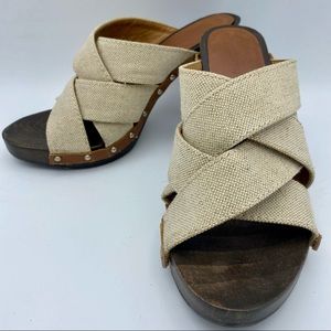 💗Veronique Branquinho Cross Strap Open Toe Clog Mules Sandals